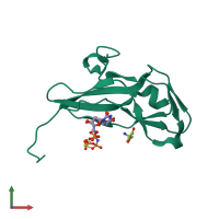 PDB entry 3tpy coloured by chain, front view.