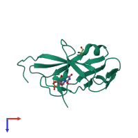 PDB entry 3tpy coloured by chain, top view.