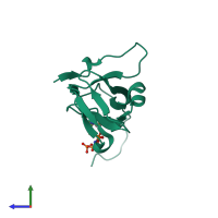 PDB entry 3tq3 coloured by chain, side view.