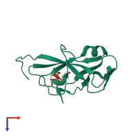PDB entry 3tq3 coloured by chain, top view.