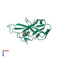 PDB entry 3tq4 coloured by chain, top view.