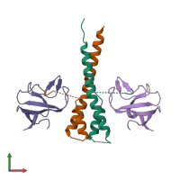 PDB entry 3tq7 coloured by chain, front view.