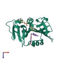 PDB entry 3tq9 coloured by chain, top view.