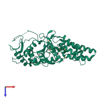 PDB entry 3tqo coloured by chain, top view.