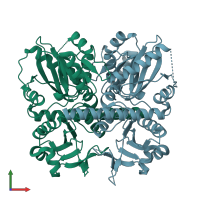 PDB entry 3tqt coloured by chain, front view.