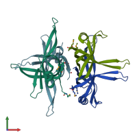 PDB entry 3tqy coloured by chain, front view.