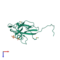 PDB entry 3tqz coloured by chain, top view.