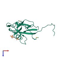 PDB entry 3tqz coloured by chain, top view.