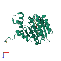 PDB entry 3tr6 coloured by chain, top view.