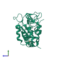 PDB entry 3tr7 coloured by chain, side view.