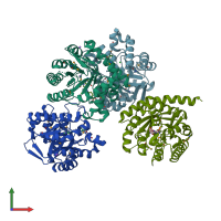 PDB entry 3tr9 coloured by chain, front view.
