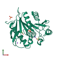PDB entry 3trd coloured by chain, front view.