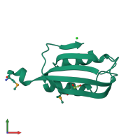 PDB entry 3trg coloured by chain, front view.