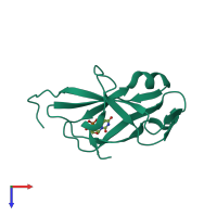 PDB entry 3trl coloured by chain, top view.