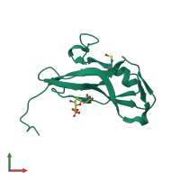 PDB entry 3trn coloured by chain, front view.