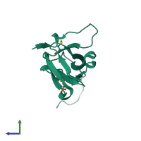 PDB entry 3trn coloured by chain, side view.