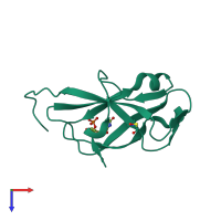 PDB entry 3trn coloured by chain, top view.