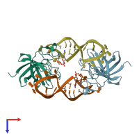 PDB entry 3ts0 coloured by chain, top view.