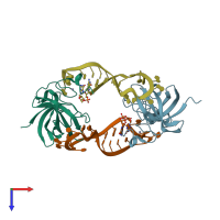 PDB entry 3ts2 coloured by chain, top view.