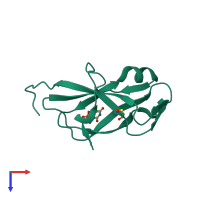 PDB entry 3ts6 coloured by chain, top view.