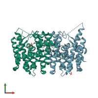 PDB entry 3ts7 coloured by chain, front view.