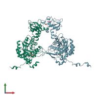 PDB entry 3tsd coloured by chain, front view.
