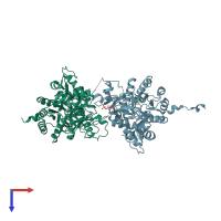 PDB entry 3tsd coloured by chain, top view.