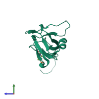 PDB entry 3tsl coloured by chain, side view.