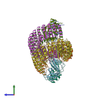 PDB entry 3tsr coloured by chain, side view.