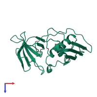 PDB entry 3tss coloured by chain, top view.