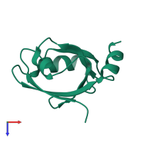 PDB entry 3tsv coloured by chain, top view.