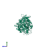 PDB entry 3tsy coloured by chain, side view.