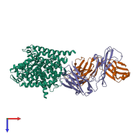 PDB entry 3tt3 coloured by chain, top view.