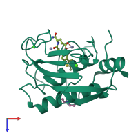 PDB entry 3tt4 coloured by chain, top view.