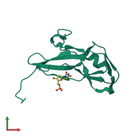 PDB entry 3tta coloured by chain, front view.