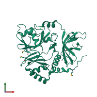 PDB entry 3ttg coloured by chain, front view.