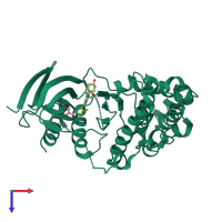 PDB entry 3tti coloured by chain, top view.