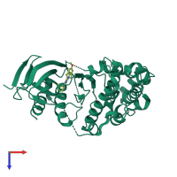 PDB entry 3ttj coloured by chain, top view.