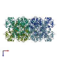 PDB entry 3ttt coloured by chain, top view.