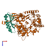 PDB entry 3tu3 coloured by chain, top view.