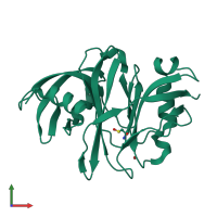 PDB entry 3tu8 coloured by chain, front view.