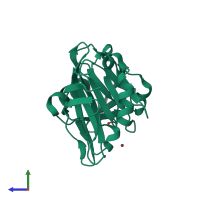 PDB entry 3tu8 coloured by chain, side view.