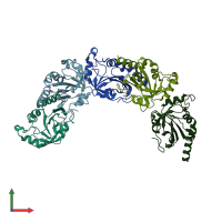 PDB entry 3tue coloured by chain, front view.