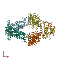 PDB entry 3tuj coloured by chain, front view.