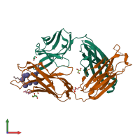 PDB entry 3tv3 coloured by chain, front view.