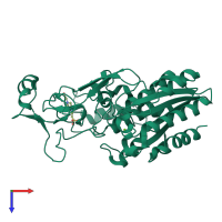 PDB entry 3tvy coloured by chain, top view.