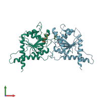 PDB entry 3tw4 coloured by chain, front view.