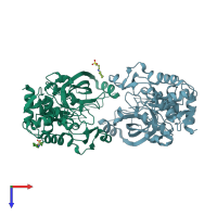PDB entry 3tw5 coloured by chain, top view.