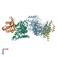 PDB entry 3tw8 coloured by chain, top view.