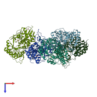 PDB entry 3twb coloured by chain, top view.